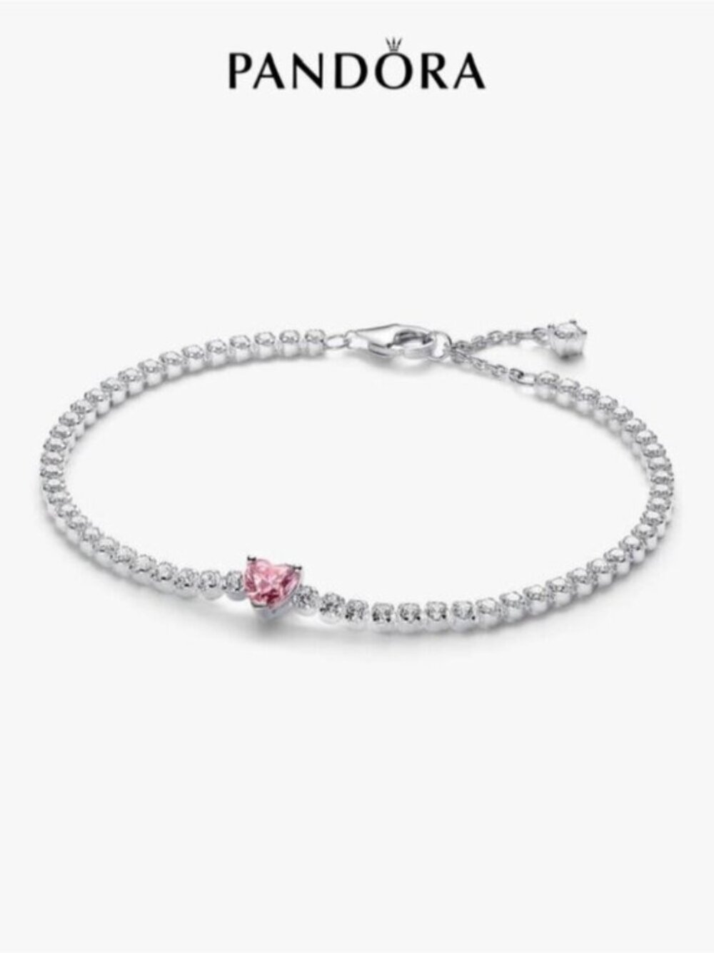 Pandora Pink Sparkling Heart Tennis Bracelet